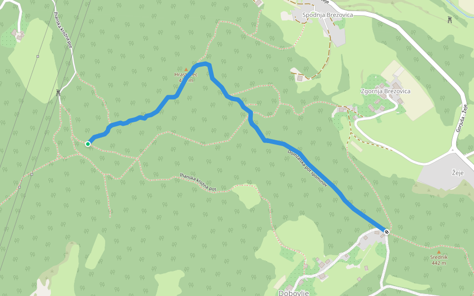 Domžalska pot spominov walking route map in Dobovlje