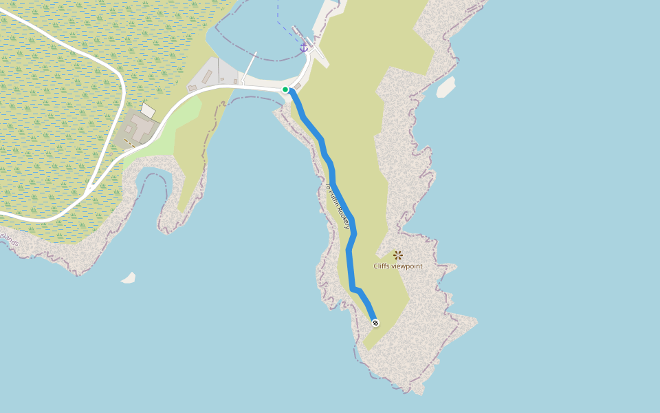 To Puffin Rookery walking route map in Fair Isle