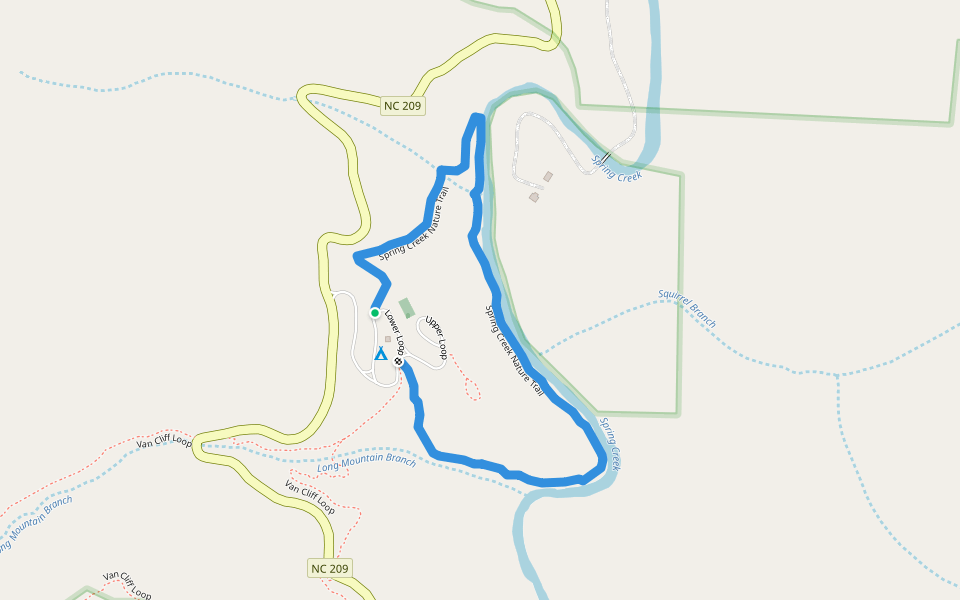 Spring Creek Nature Trail walking route map in Hot Springs