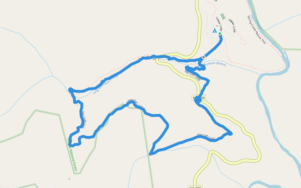 Van Cliff Loop walking route map in Hot Springs