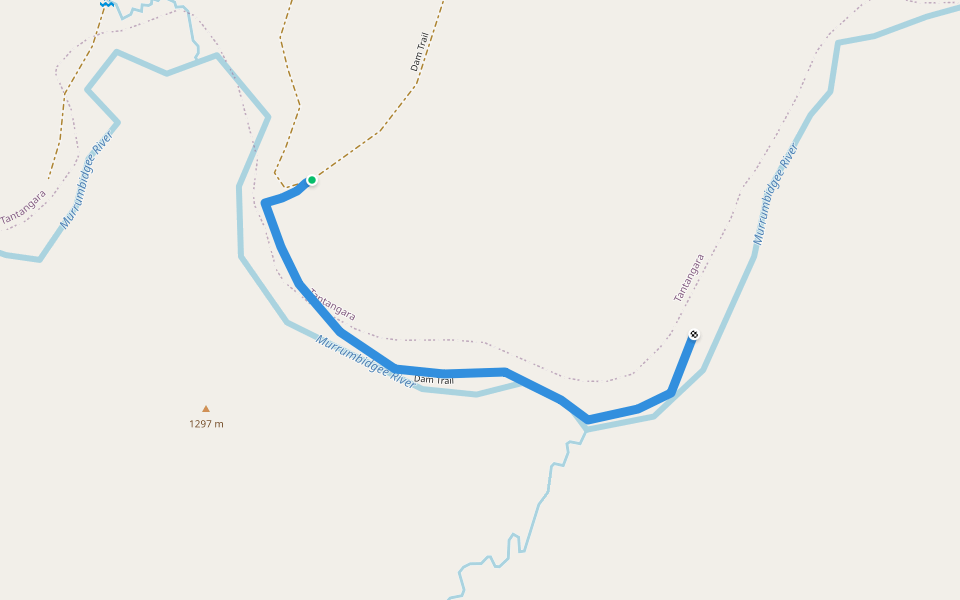 Dam Trail walking route map in Tantangara