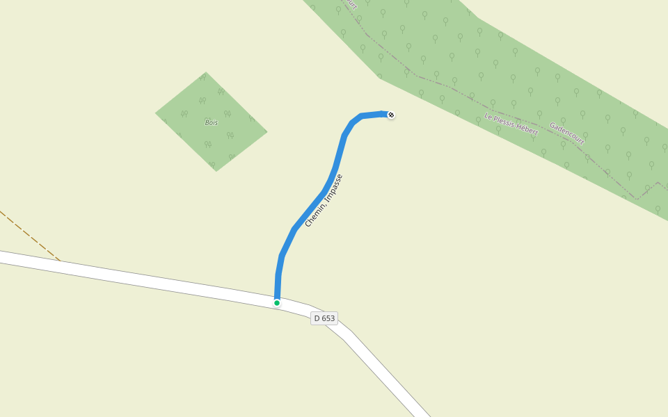 Chemin, Impasse walking route map in Le Plessis-Hébert
