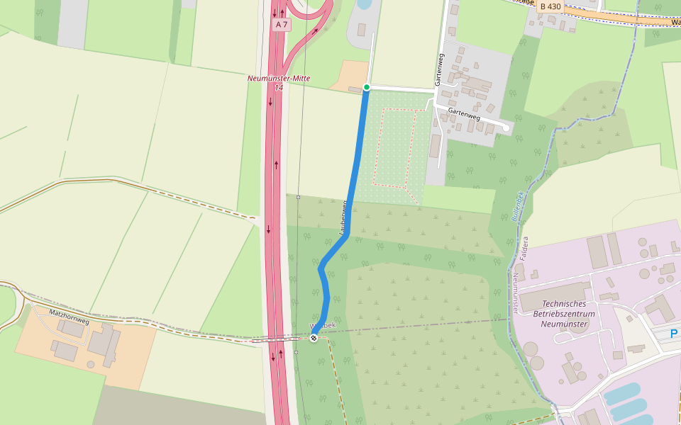 Laubenweg walking route map in Wasbek