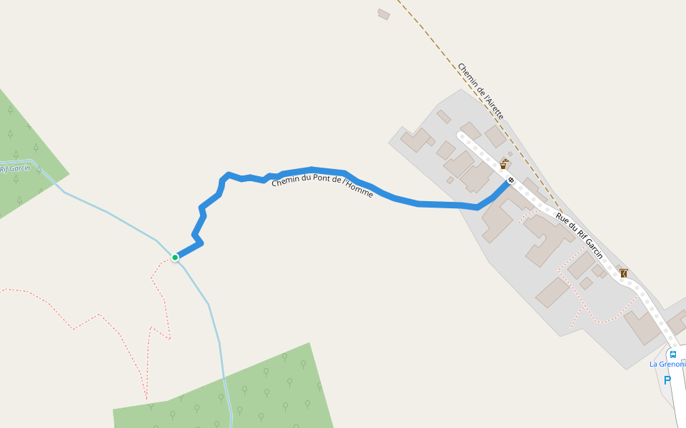 Chemin du Pont de l'Homme walking route map in Ornon