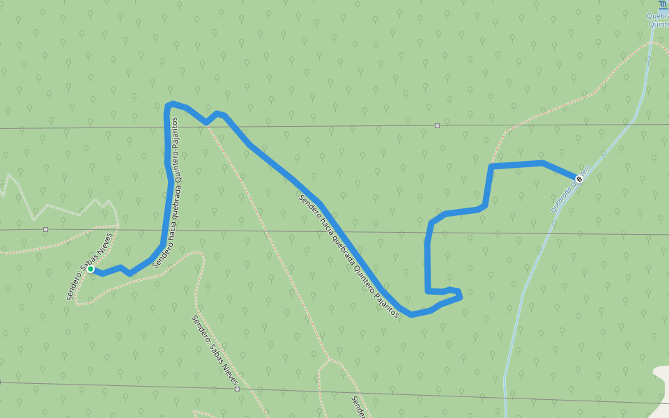 Sendero hacia quebrada Quintero-Pajaritos walking route map in Caracas