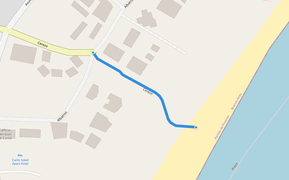Cerezo walking route map in Cariló