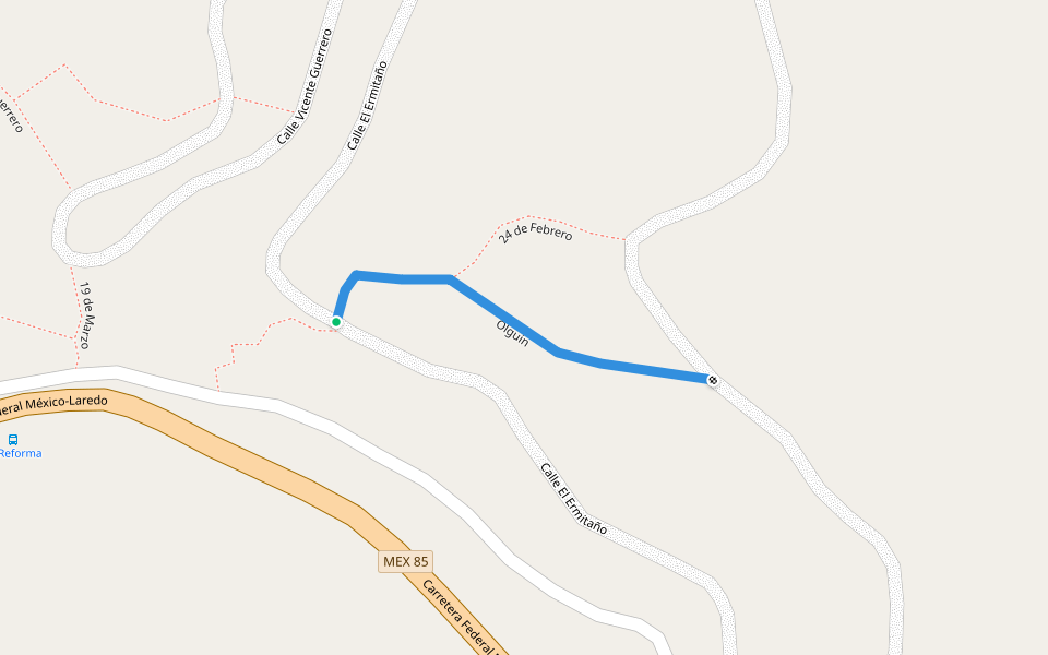 Olguin walking route map in La Reforma de Palo Semita