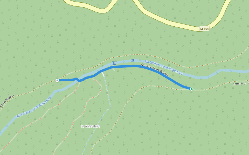 Camino de las Vueltas walking route map in Rascafría