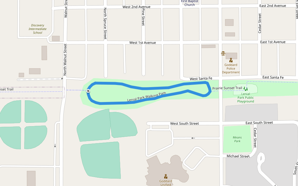 Lenial Park Walking Path walking route map in Goddard