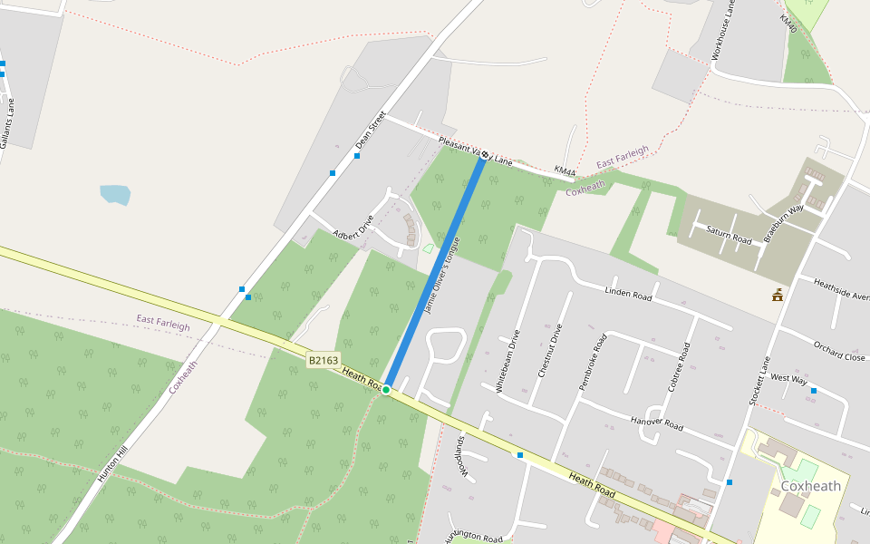 Jamie Oliver's tongue walking route map in Coxheath