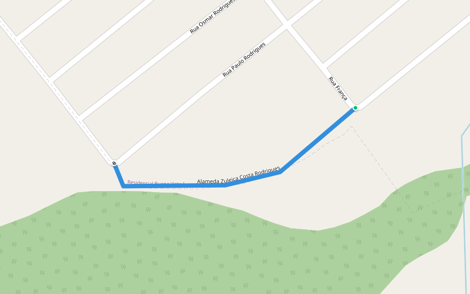 Alameda Zuleica Costa Rodrigues walking route map in Goiânia
