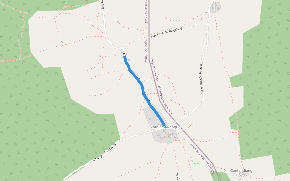 St Nangue_Sare Fode walking route map in Sare Kolobri