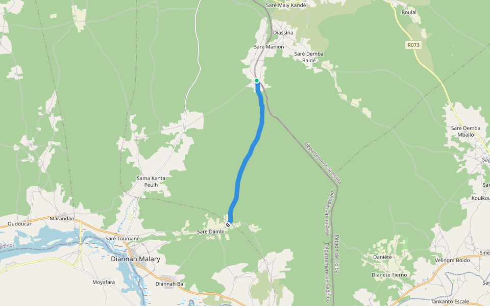 St Nangue_Samtoulou walking route map in Sare Kolobri