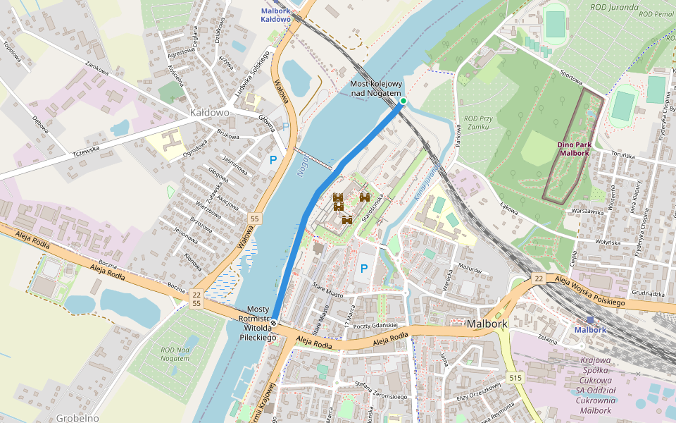 Bulwar nad Nogatem imienia Macieja Kilarskiego walking route map in Malbork
