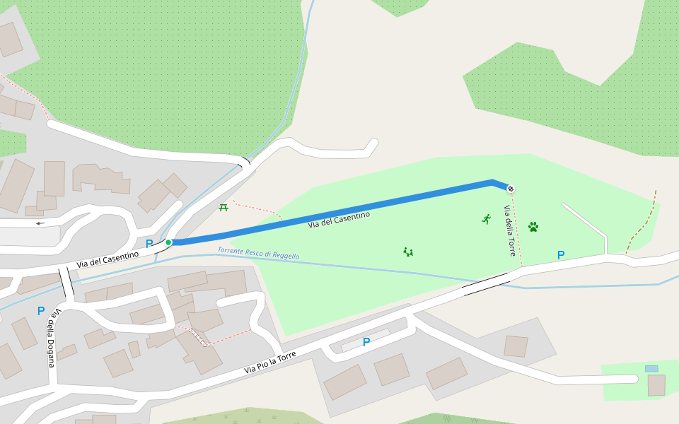 Via del Casentino walking route map in Reggello