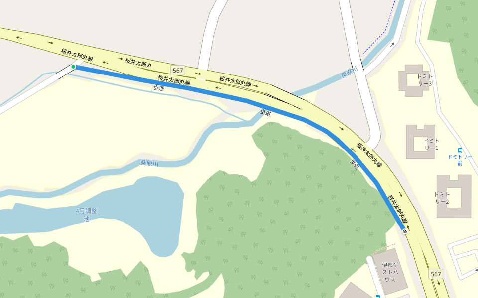 歩道 walking route map in Fukuoka