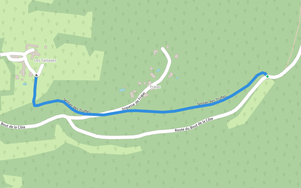 Sentier des Truffes walking route map in Bouzic