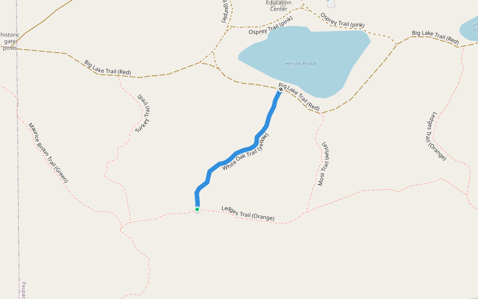 White Oak Trail (yellow) walking route map in Lake Ariel