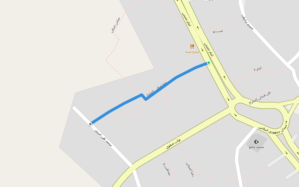 رضا میلانی (امام۱) walking route map in Mahallat