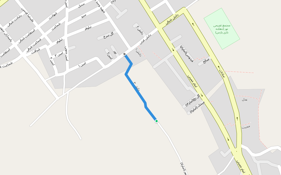 دانش ۳ walking route map in Mahallat