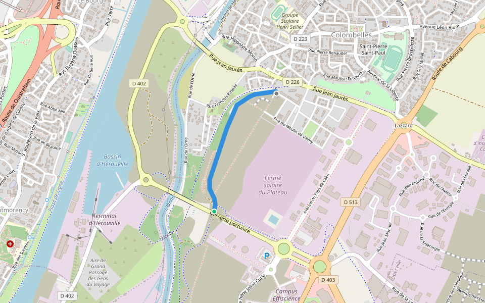 Allée Cavalière walking route map in Colombelles