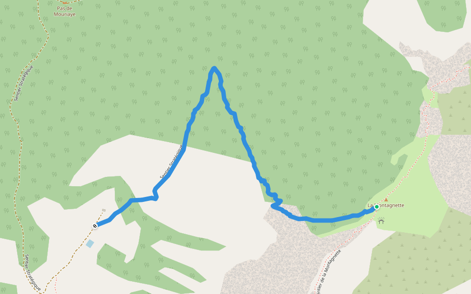 Sentier Stratégique walking route map in Ubaye-Serre-Ponçon