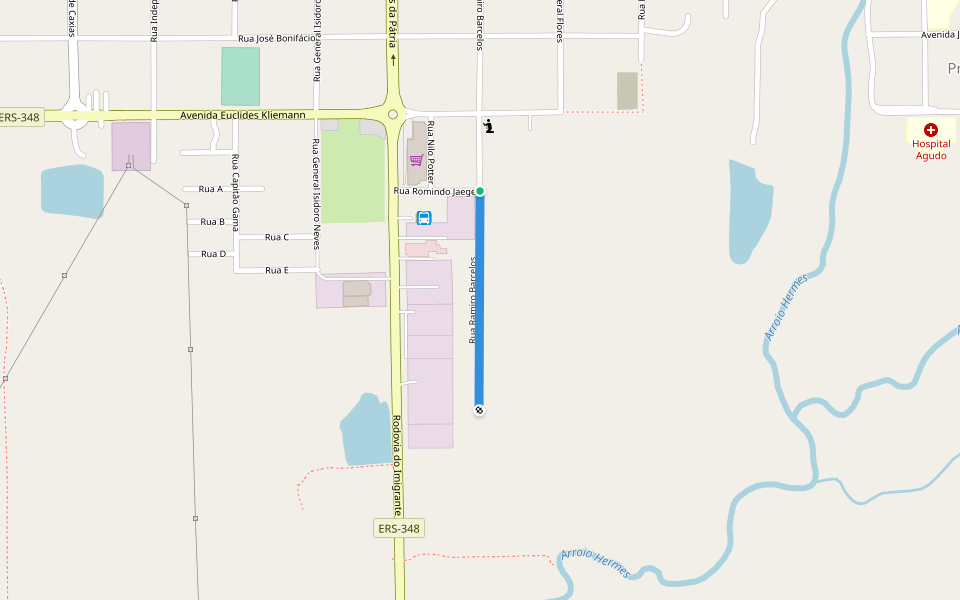 Rua Ramiro Barcelos walking route map in Agudo