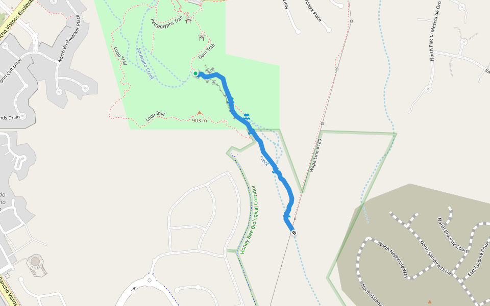 Sausalito Wash Trail walking route map in Oro Valley