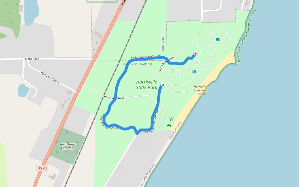 Cedar Run Nature Trail walking route map in Harrisville