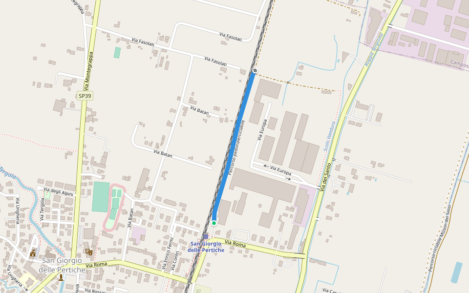 Percorso pedonale/ciclabile walking route map in San Giorgio delle Pertiche