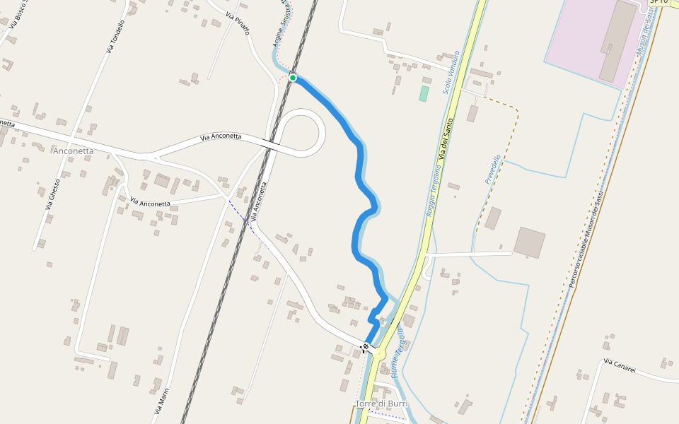 Sentiero pedonale (Ciclabile) Destra Tergola walking route map in San Giorgio delle Pertiche