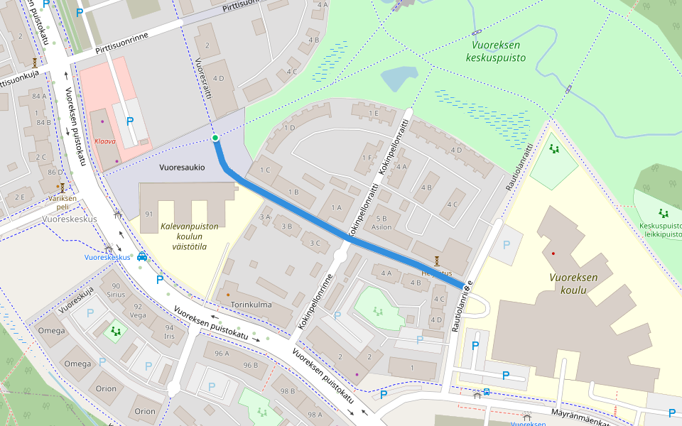 Vuoresraitti walking route map in Tampere