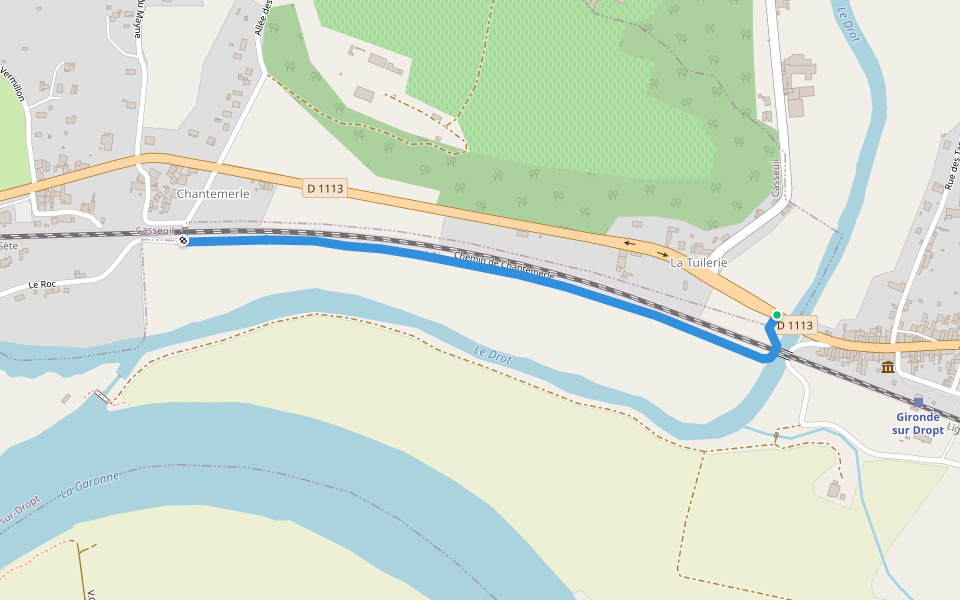Chemin de Chantemerle walking route map in Casseuil