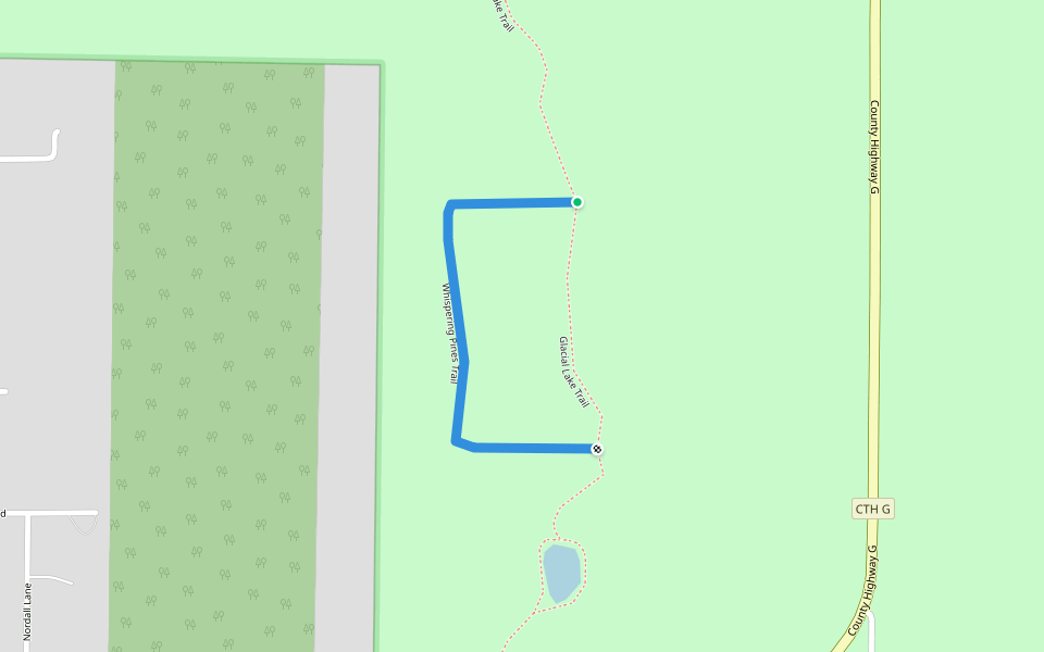 Whispering Pines Trail walking route map in Necedah
