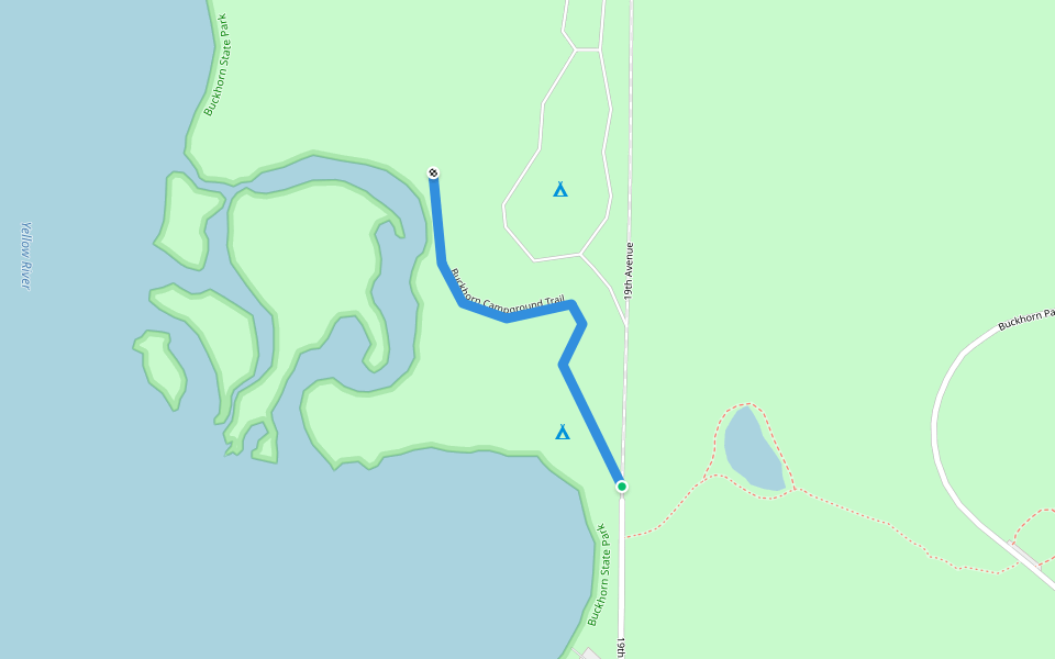 Buckhorn Campground Trail walking route map in Necedah