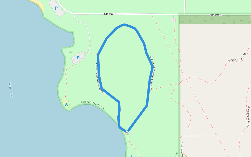 Central Sands Nature Trail Loop walking route map in Necedah