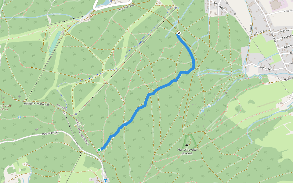 Blue Line walking route map in Světlá pod Ještědem