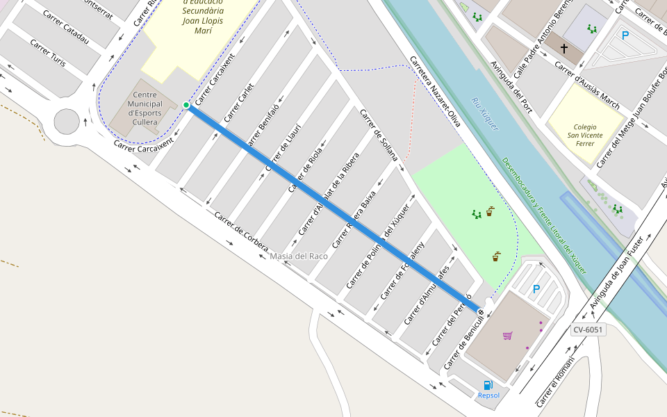 Carrer Xuquer walking route map in Cullera