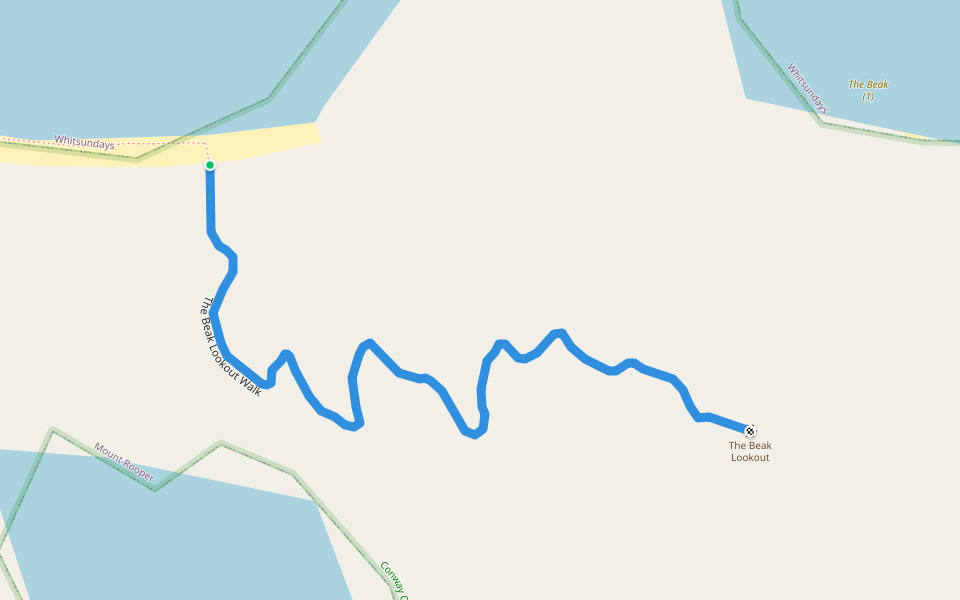 The Beak Lookout Walk walking route map in Mount Rooper