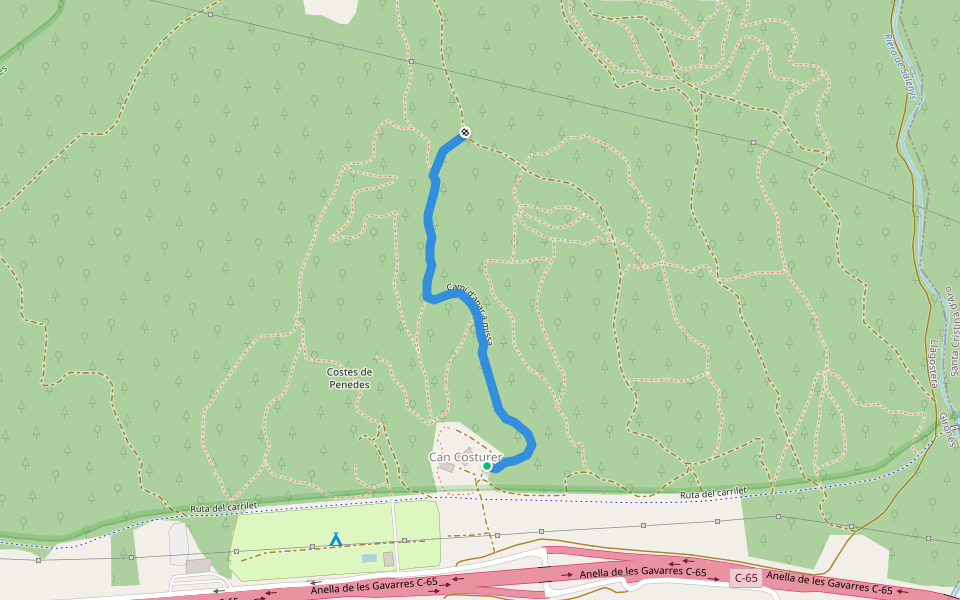 Camí d'anar a missa walking route map in Llagostera