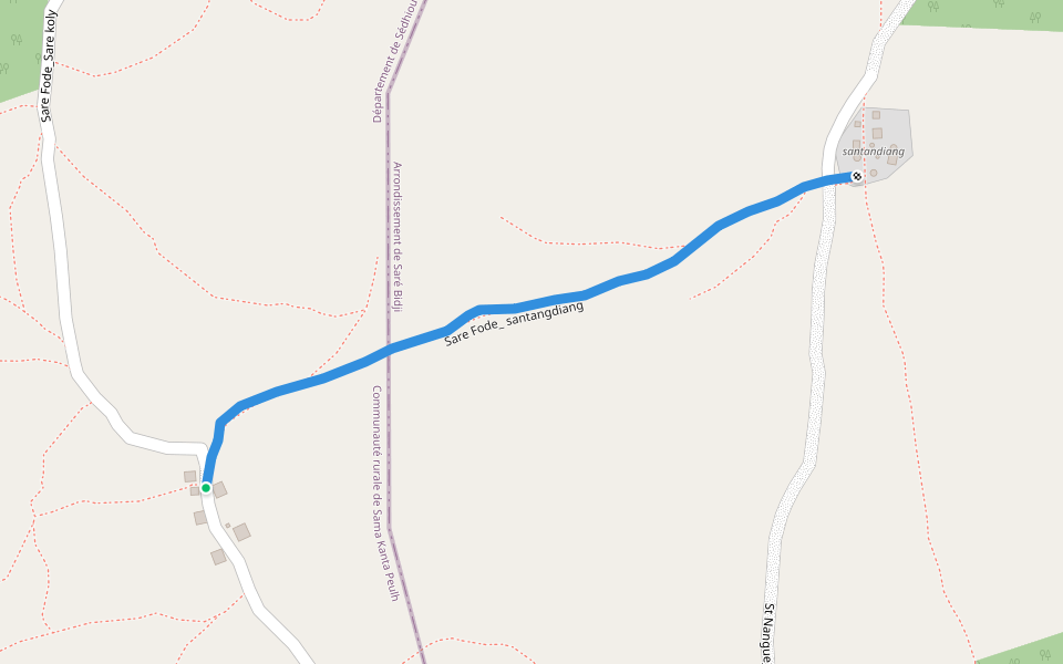 Sare Fode_ santangdiang walking route map in Sare Kolobri