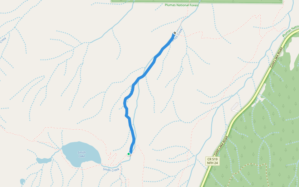 Smith Creek Trail walking route map in Graeagle