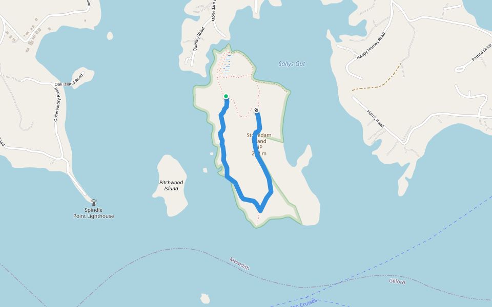 Long Loop Trail (red) walking route map in Meredith