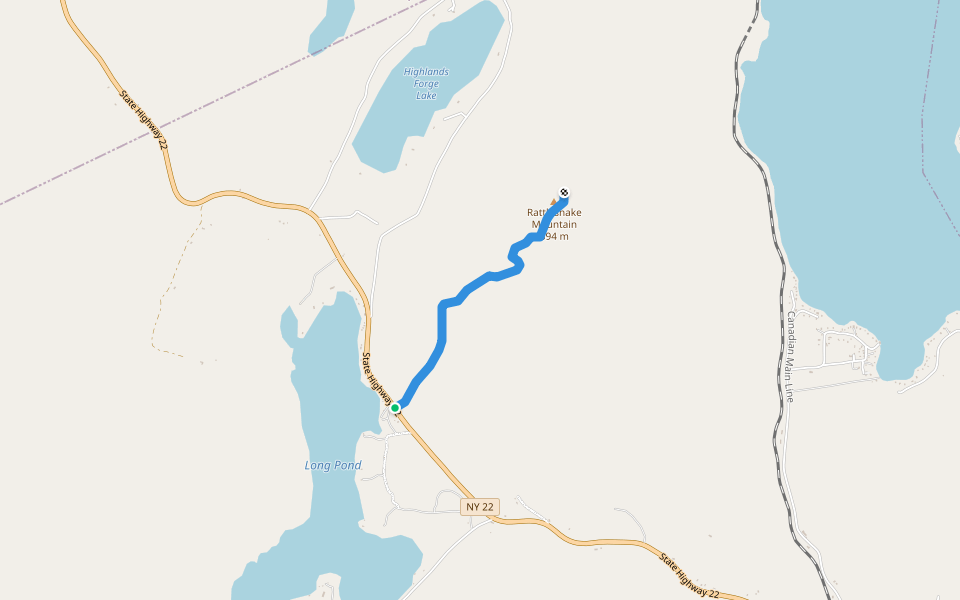 Rattlesnake Mountain Trail walking route map in Willsboro