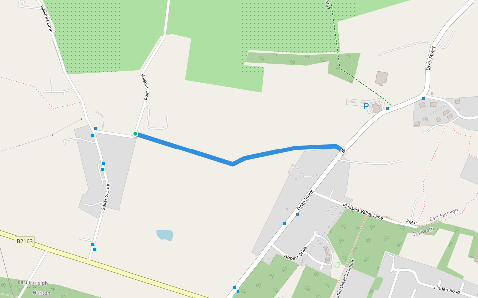 KM38 walking route map in East Farleigh