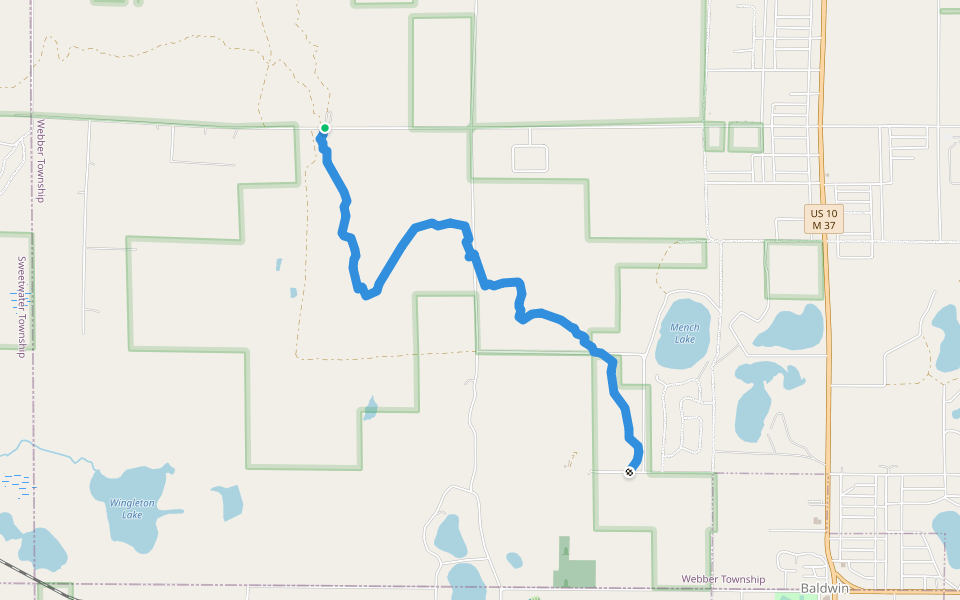 Big O Motorcycle Trail walking route map in Baldwin