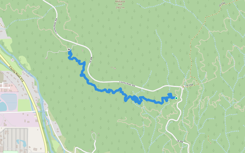 South Elevation walking route map in Buena Vista