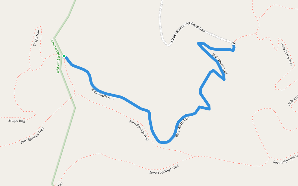 Blair Witch Trail walking route map in Occidental
