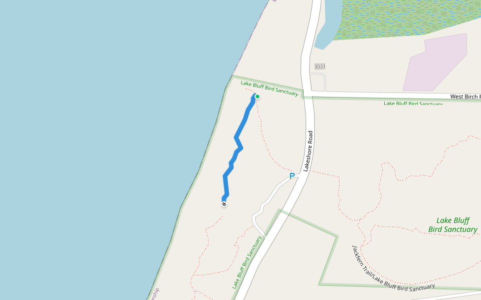 Bluff Trail/Lake Bluff Bird Sanctuary walking route map in Manistee