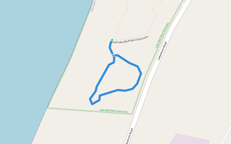 Cottonwood Path/Lake Bluff Bird Sanctuary walking route map in Manistee